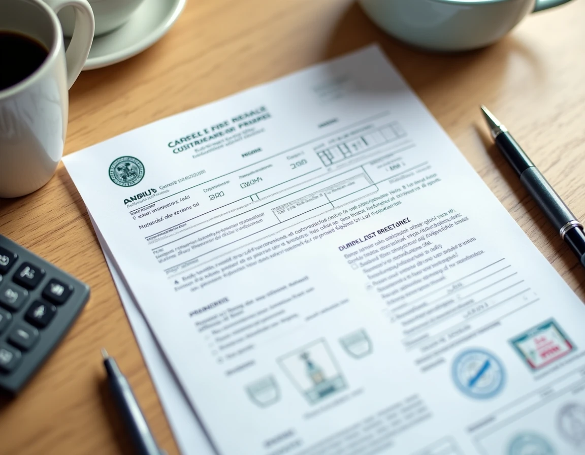Vue aérienne de documents carte grise, calculatrice et smartphone sur une table en bois pour illustrer les économies en 2026