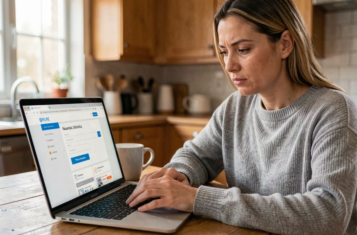 Femme consultant un comparateur d'assurance auto en ligne sans saisir ses coordonnées personnelles
