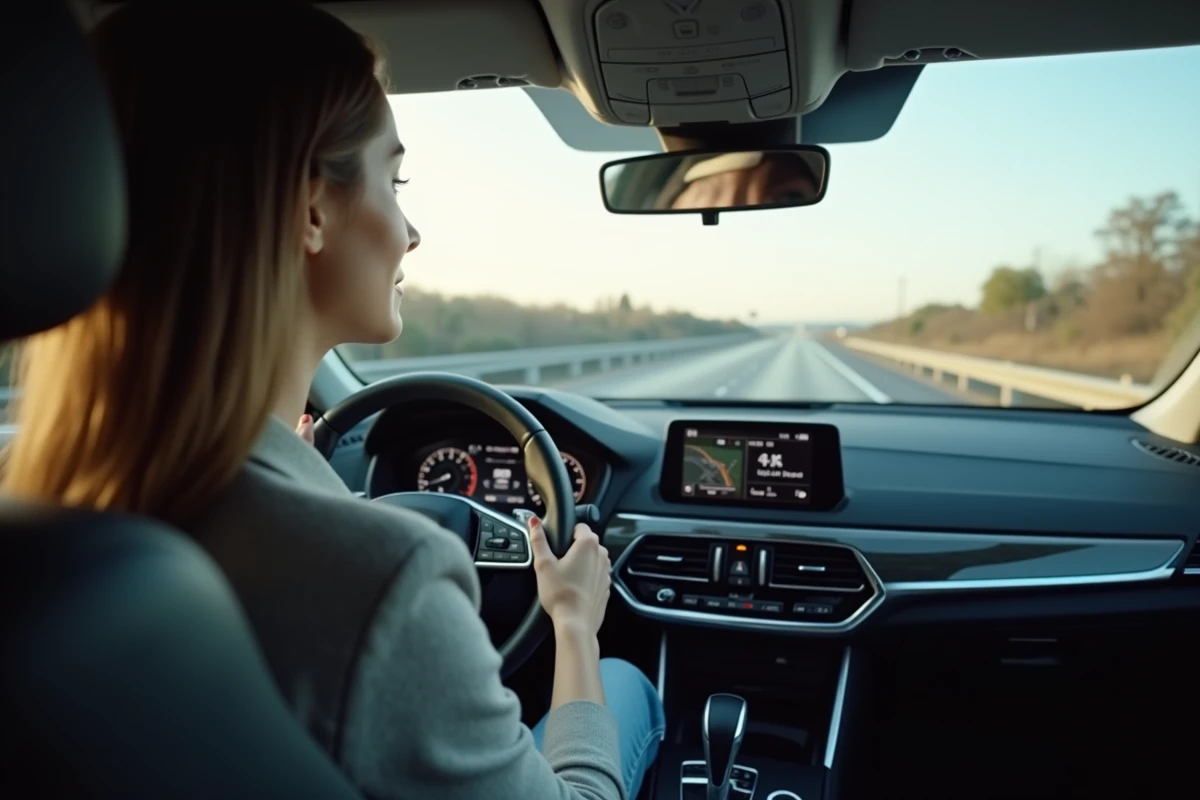 Jeune femme au volant d