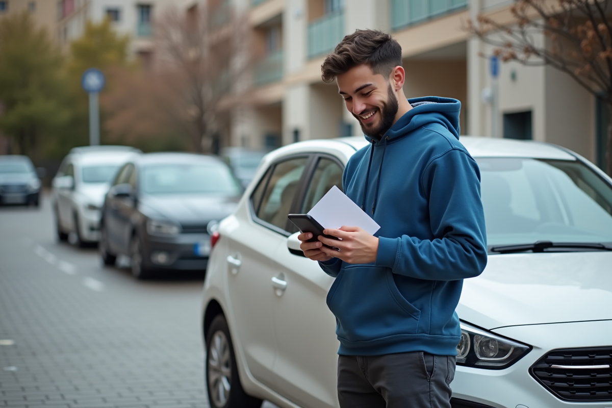 Jeune homme souriant à côté d