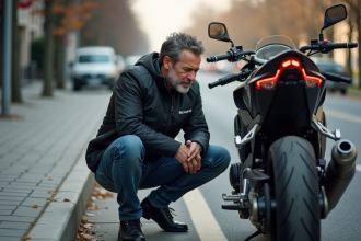 Motard urbain examine silencieux de moto moderne