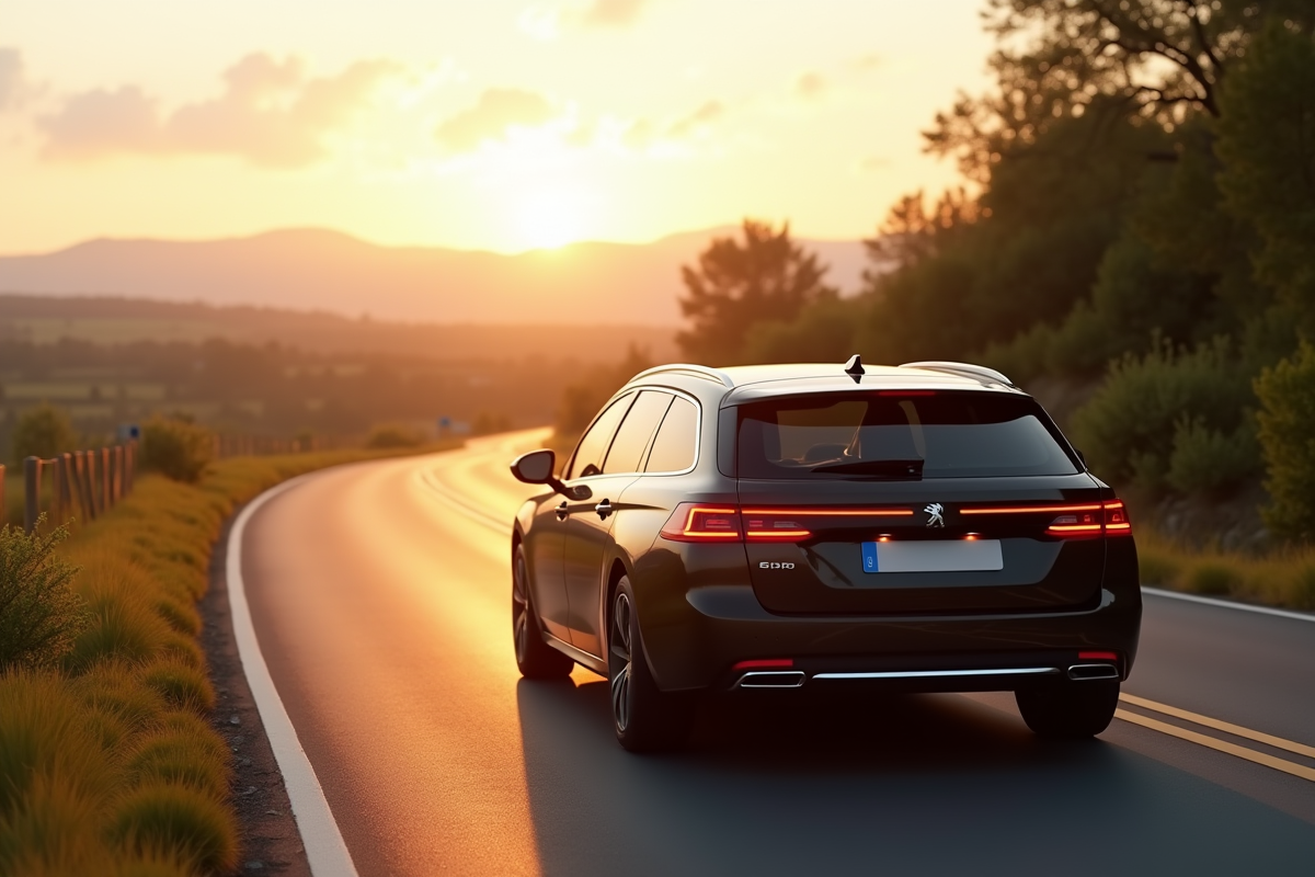 Peugeot 508 SW sur route de campagne