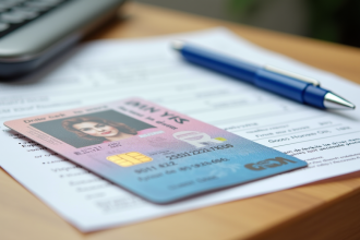 Renouvellement permis de conduire sur bureau propre en journee