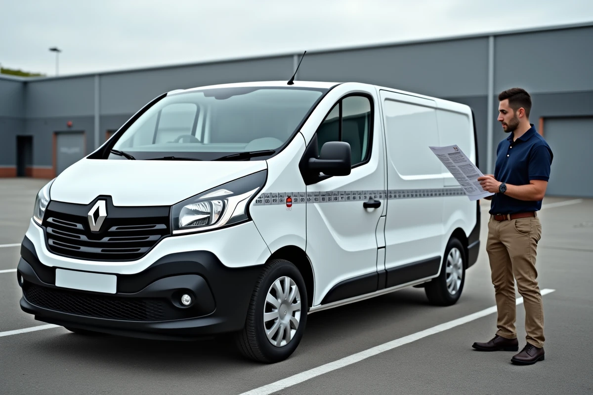 Renault Trafic L1H1 gabarit extérieur avec dimensions de longueur et hauteur de caisse illustrées en situation réelle